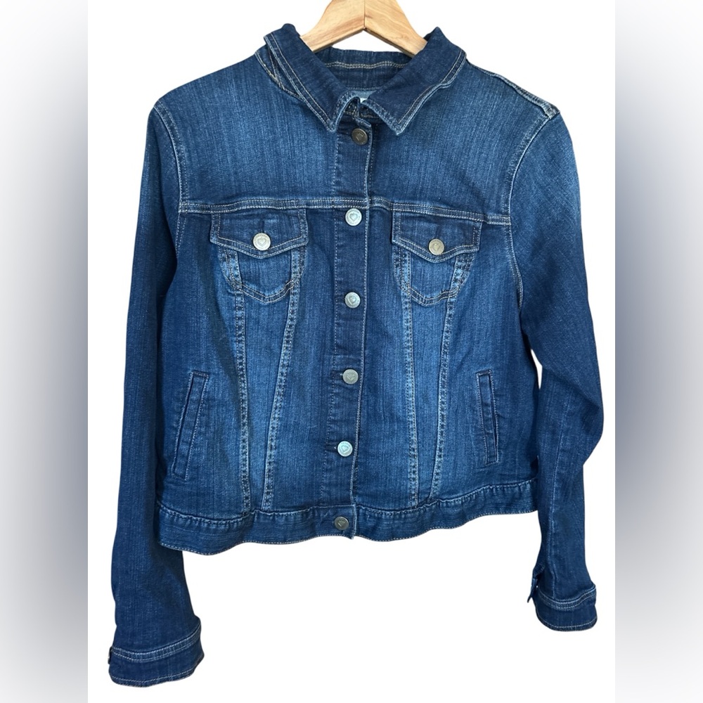 Torrid Denim Jean Jacket Women’s Plus Size 1 Medium Wash Cropped Stretch Pockets